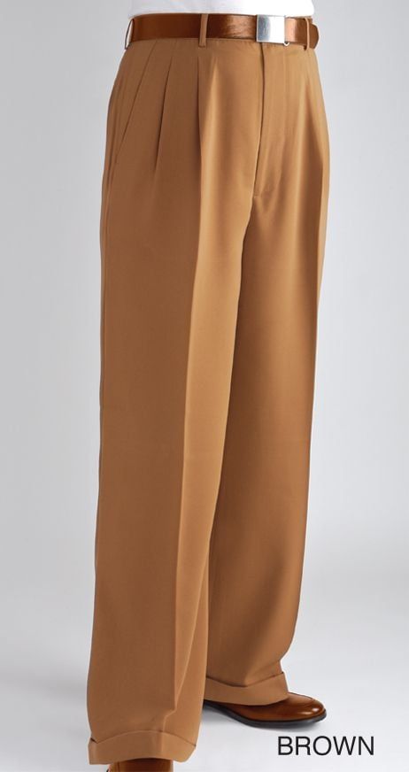 Mens Pleated Trousers, Trouser Pants Outfits, Mens Wide Leg Pants, Gents Fashion, Guys Clothing Styles, Vintage Mens Fashion, Wide Leg Dress Pants, Pants Brown, Pants Outfits