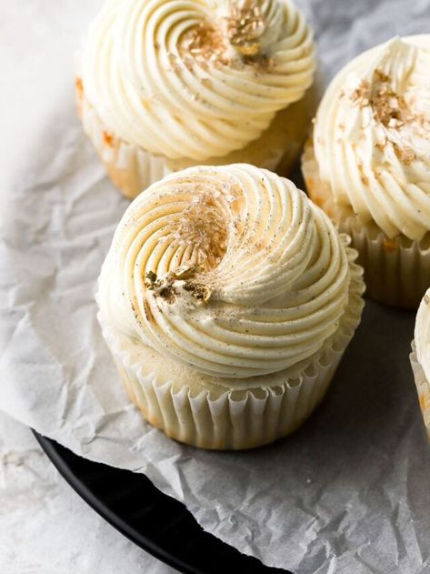 Vanilla Bean Cupcakes Moist, Vanilla Spice Cupcakes, Vanilla Bean Cupcakes From Scratch, Buttercream Frosting Not Too Sweet, Frosting Not Too Sweet, Moist Vanilla Cupcakes, Vanilla Bean Cupcakes, Moist Cupcakes, Pumpkin Muffin Recipes