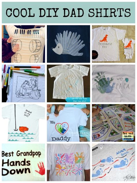 Fathers Day Gift Ideas DIY shirts for Dad from Lalymom Diy Father's Day Shirts, Gift Ideas For Dad, Homemade Fathers Day Gifts, Gift Ideas Diy, Diy Shirts, Dad Shirts, Diy Father's Day Gifts, Father's Day Diy, Fathers Day Crafts