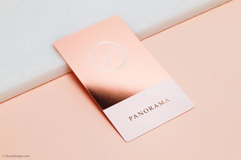 Rose Gold Metal Business Cards                                                                                                                                                     More Metal Business Cards, Name Card Design, Luxury Business Cards, Business Card Inspiration, 카드 디자인, Cool Business Cards, Unique Business Cards, Business Card Maker, Business Cards Creative