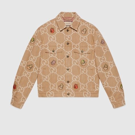 GG denim jacket in beige and ivory | GUCCI® US Gucci Denim, Air Jordan 3, Jean Top, Jordan 3, Beauty Items, Jean Jackets, Mens Denim, Denim Top, Online Purchase