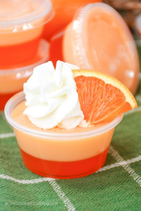 Bachelorette Party Jello Shots, Creamsicle Jello Shots, Summer Jello Shots, Orange Jello Shots, Creamsicle Jello, Pudding Shot Recipes, Best Jello Shots, Jello Shots Vodka, Jello Pudding Shots