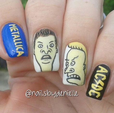 Beavis And Butthead Nails, Beavis Y Butthead, Punk Nails, Nail Inspo, Cute Nails, Kids Party, Nail Designs, Nail Art, Birthday Party