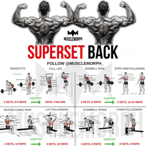 Super Set Workouts, Big Back Workout, Back Workout Bodybuilding, Back Workout Men, Back Workout Routine, Trening Sztuk Walki, Gym Antrenmanları, Full Body Workouts, Not Musik