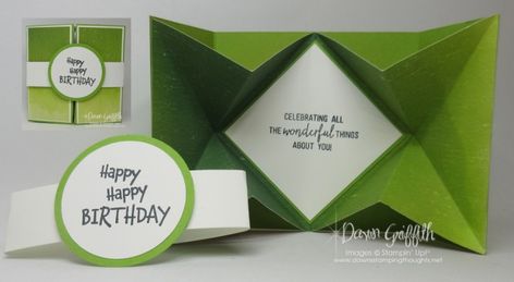 Explosion Card, Dawns Stamping Thoughts, Green Cards, Fancy Fold Cards, Fancy Folds, Fun Fold Cards, You Tube, Happy Thursday, Pop Up Cards