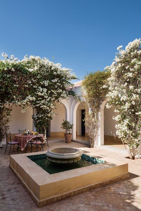 The-Gloss-Magazine-Interiors-Morocco-9 Moroccan Outdoor Patio, Ibiza Design, Morocco House, Modern Arabic Interior, Mediterranean Hotel, Moroccan Villa, Morocco Interior, Moroccan Garden, Moroccan Houses