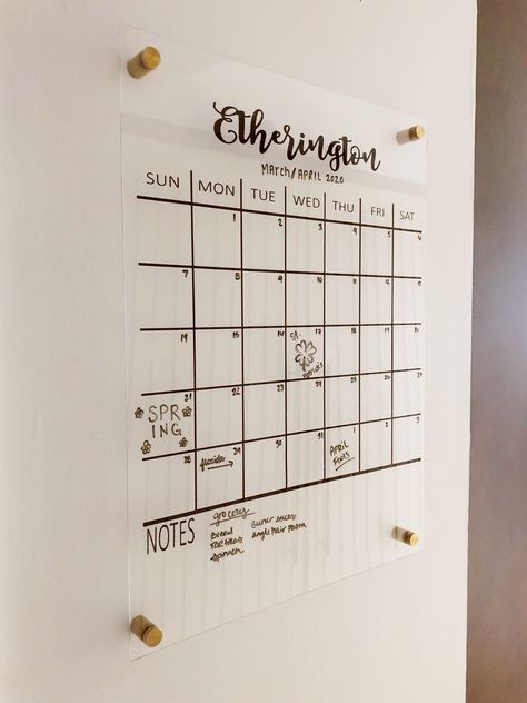 How to Make DIY Acrylic Wall Calendar (And Mistakes to Avoid) – Sozy Diy Calendar Wall, Acrylic Wall Calendar, Wall Calender, Acrylic Projects, Acrylic Crafts, Home Command Center, Calendar Wall, Dry Erase Calendar, Family Calendar