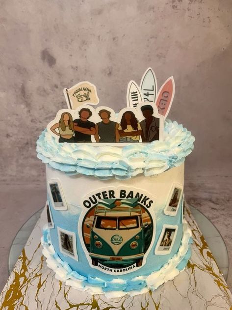 Birthday Cake Outer Banks, Outer Banks Cakes Ideas, Outer Banks Birthday Cake Ideas, Jj Maybank Birthday Cake, Outerbanks Themed Birthday Party, Outer Banks Cake Ideas, Obx Outer Banks Birthday Party, Bank Cake Ideas, Outer Banks Themed Birthday Party