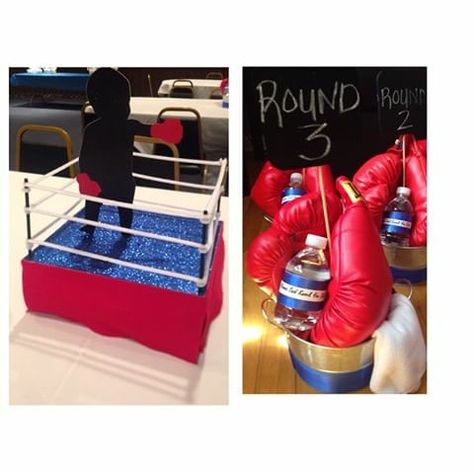 Boxing Centerpiece Ideas, Boxing Theme Party Ideas, Boxing Party, Boxing Birthday, Wwe Birthday Party, Wwe Birthday, Birthday Party Box, Baby Shower Box, Gender Reveal Themes