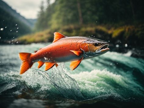 ArtStation - Colorful salmon fish , CHRIS JR BL Chris Jr, Unique Fish, Salmon Fish, Best Background Images, Food Source, In Water, Background Images, North American, North America