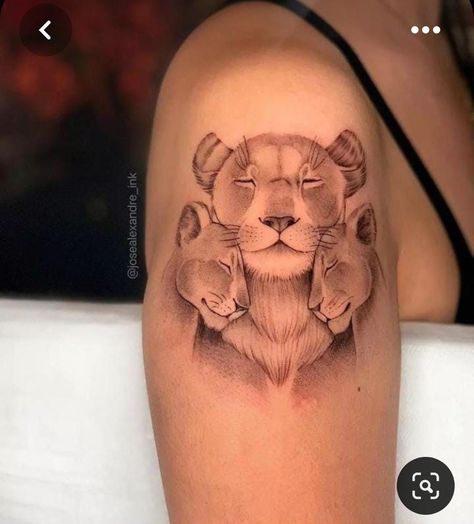 Mom Tattoos For Kids My Son, Mom Of Daughters Tattoo, Mom And Baby Lion Tattoo, Tattoo For Two Sons, Lion Mom Tattoo, Lion And Baby Tattoo, Tattoos For My Son Ideas, Tattoos For Sons And Moms, Tattoo For Kids Mom