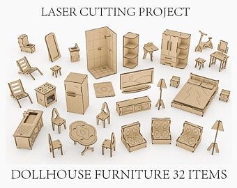 Dollhouse laser cut files svg glowforge laser gypsy wagon dxf | Etsy Laser Cnc Machine, Laser Cut Furniture, Doll Cradle, Mini Furniture, Doll House Furniture, Laser Cut Mdf, Mdf Crafts, Dollhouse Projects, Dollhouse Kits