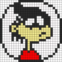 Double D Jawbreaker (a.k.a. Edd) from Ed, Edd and Eddy Kandi Panel, Kandi Templates, Ed Edd Y Eddy, Perler Creations, Ed Edd N Eddy, Ed Edd, Pixel Art Templates, Perler Bead Templates, Kandi Patterns