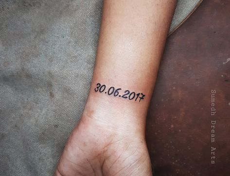 Birthday date tattoo design Birthdate Tattoo Ideas For Men, Birthday Date Tattoo, Birthday Tattoo Men, Date Tattoo Design, Kids Birthday Tattoo, Birthday Date Tattoos, A Tattoos, Birthdate Tattoo, Date Tattoo