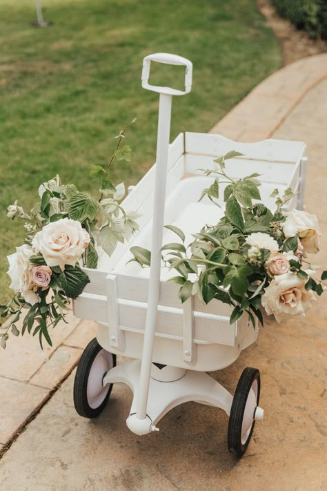 Diy Wedding Wagon, Ring Bearer Wagon, Flower Girl Wagon, Wedding Wagon, High School Experience, Wagon For Wedding, Radio Flyer Wagon, Radio Flyer Wagons, Ring Bearer Flower Girl