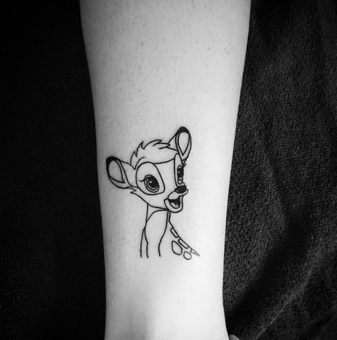 Bambi Tattoo Minimalist, Bambi Tattoo, Deer Tattoo, Geniale Tattoos, Dad Tattoos, Cool Small Tattoos, Dream Tattoos, Disney Tattoos, Tattoo Work