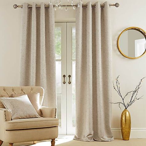 Champagne Living Room, Champagne Bedroom, Perfect Living Room Decor, Curtains Dunelm, Contemporary Curtains, Living Room Decor Curtains, Eyelet Curtains, Types Of Curtains, Neutral Living Room