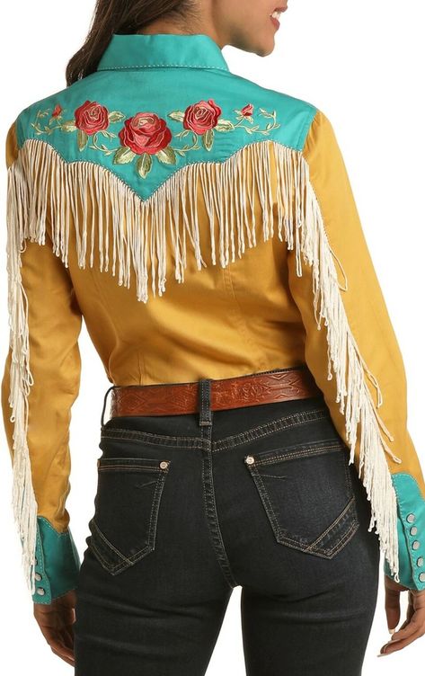 Rodeo Queen Clothes, Rock And Roll Denim, Country Apparel, Country And Western, Vintage Western Wear, Horse Show Clothes, Fringe Shirt, Western Aztec, Queen Outfit