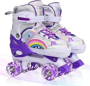 Roller Skates for Girls Kids Child Toddler Beginners, Adjustable 4 Sizes Roller Skates for Adult and Youth with All Light Up Wheels, Patines para niñas for Outdoor Indoor Sports Toddler Roller Skates, Light Up Roller Skates, Roller Quad, Girls Roller Skates, Kids Roller Skates, Quad Roller Skates, Kids Skates, Light Girls, Quad Skates