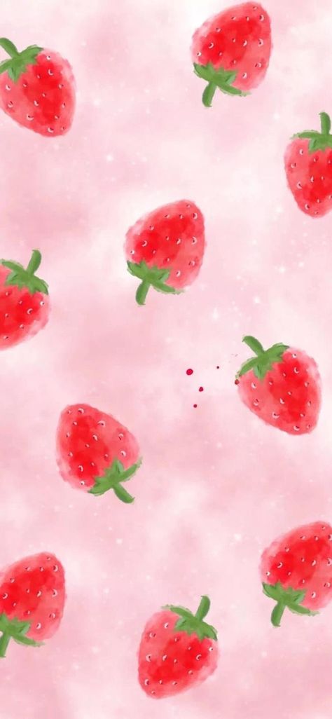 Strawberry Heaven, Strawberry Background, Cute V, 동화 삽화, Pink Wallpaper Backgrounds, Cocoppa Wallpaper, Fruit Wallpaper, Wallpaper Doodle, Soft Wallpaper