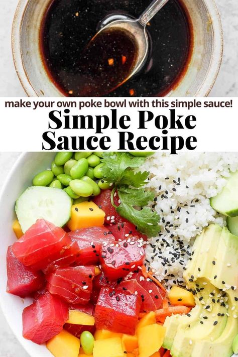 Hawaiian Style Poke Recipe, Homemade Poke Sauce, Tuna Poke Sauce Recipes, Simple Poke Bowl Recipe, Tuna Marinade For Poke Bowl, Sauce For Sushi Bowl, Dressing For Poke Bowl, Ahi Tuna Poke Bowl Sauce, Poke Bowl Tuna Marinade