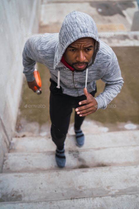 Sport man running up on stairs. by megostudio. Portrait of a sport man running up on stairs outdoors. Fitness, sport and healthy lifestyle concepts. #Sponsored #stairs, #megostudio, #Portrait, #Sport Running Up Stairs, Walking Up Stairs, Up Stairs, Person Running, Photo Window, Fitness Sport, Poses Reference, Reference Poses, Man Running