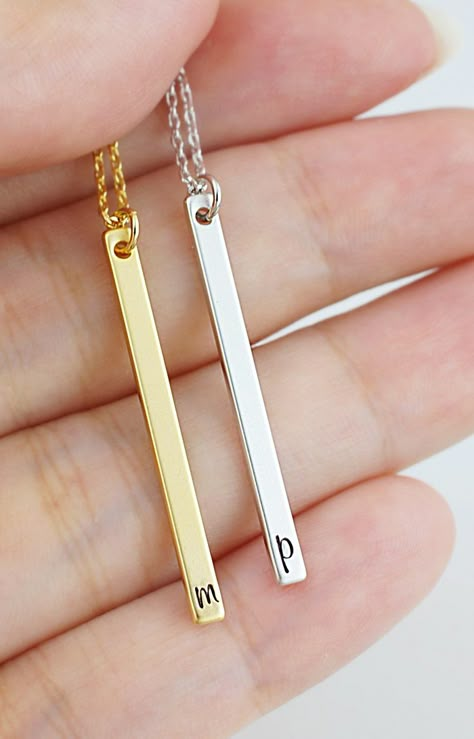 Initial Bar Necklace, Xmas Gifts For Her, Everyday Wear Jewelry, Bridal Party Ideas, Modern Bar, Bride Bridal, Bar Necklace, Bridesmaid Gift, Earring Gifts