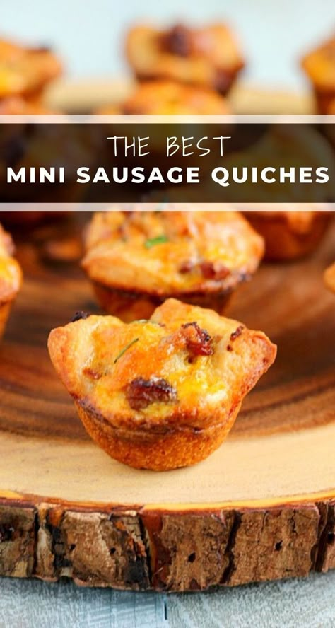 Breakfast Cravings, Sausage Quiche Recipes, Sausage Mozzarella, Mini Breakfast Quiche, Mini Quiche Recipes, Sausage Quiche, Quiche Muffins, Family Dinner Table, Mini Breakfast