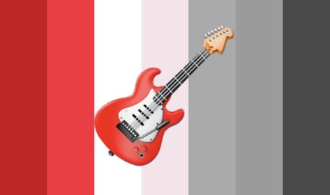 [Flag ID: Three flags with 7 vertical stripes. The stripes in order from left to right are red, bright red, white, light pink, grey, medium grey, and dark grey. The middle flag has the Apple guitar emoji n the center. End ID.] Guitar Emoji, Axel Chains, Mogai Flags, Silly Xenogenders, Xeno Hoard, Xenogender Hoard, Gender Pronouns, Gender Flags, Flag