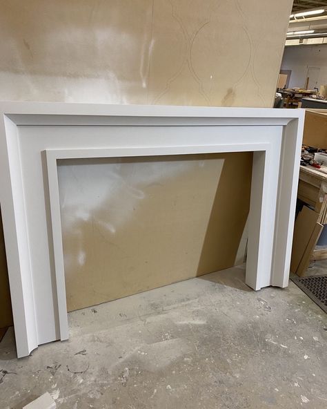 Wainscot Solutions on Instagram: “We’ve done 8 of these mantle over the last 8 weeks. It’s an amazing design, it’s eclectic enough to work in both modern as well as…” Mantle Surround Diy, Mdf Fireplace Surround, Diy Fireplace Surround Easy How To Build, Diy Modern Fireplace Surround, Linear Fireplace Mantle, Fireplace Mantle Diy, Modern Fireplace Surround, Diy Fireplace Surround, Simple Mantle