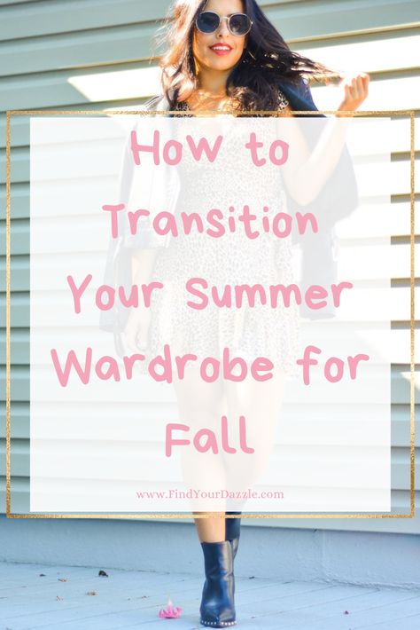 Don't pack away your favorite summer pieces. You can make the most of your summer wardrobe by wearing them in the fall. I'll show you how to style your summer clothes for the upcoming fall months. Check it out on FindYourDazzle.com  #summertofallfashion #fallfashion #summertofalltransition #womensstyle #petitefashion #womensfashion #fallfashion2020 #fallstyle Fall Sundress Outfit, Summer Dress To Fall Outfit, How To Wear Summer Dresses In Fall, Sundress Outfit, Summer Pieces, Pink Sundress, Fall Months, Autumn Dress, Autumn Beauty