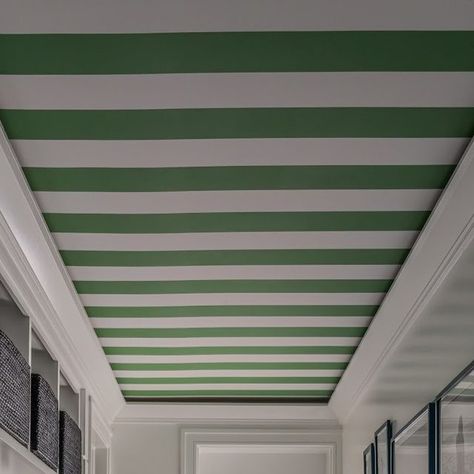 Megan Gorelick Interiors on Instagram: "I guess we kinda have a thing for stripes on the ceiling?! • • • #megangorelickinteriors #interiordesign #mudroom #laundryroom" Megan Gorelick Interiors, Architecture Ceiling Design, Stripe Ceiling, Striped Hallway, Striped Ceiling, Painting Stripes On Walls, Painted Hallway, Architecture Ceiling, Paint My Room