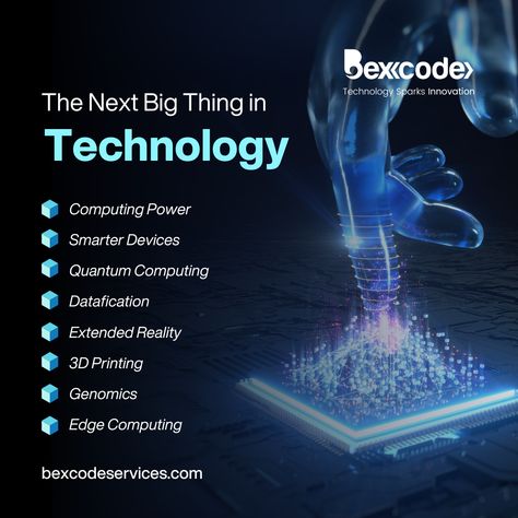 The Next Big Thing in Technology! #technology #tech #innovation #business #ai #marketing #artificialintelligence #newtechnology #technologythesedays #technews #technologyrocks #techtrends #bexcodeservices Technological Achievements, Logistics Design, Product Poster, Technology Quotes, Tech Marketing, Social Media Branding Design, Product Marketing, Technology World, Technology Industry