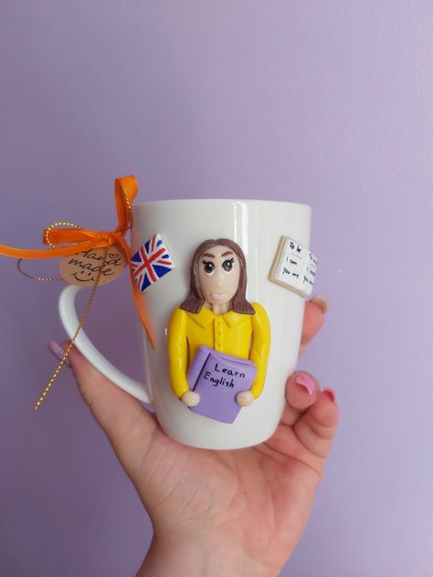 Teacher polymer clay mug fimo and cernit Teacher Polymer Clay Mug, Polymer Clay Beer Mug, Polymer Clay Coffee Mugs, Harry Potter Polymer Clay Mug, Unicorn Polymer Clay Mug, Clay Mugs, Polymer Clay, Tableware