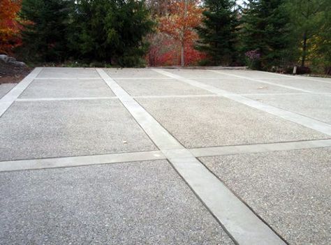 Aggregate Patio, Exposed Aggregate Driveway, Cement Driveway, Stamped Concrete Patterns, Stamped Concrete Driveway, Modern Driveway, Exposed Aggregate Concrete, Aggregate Concrete, Driveway Ideas