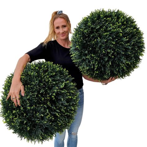 PRICES MAY VARY. Ultra Realistic Topiary Plants: Our artificial cedar balls have thick leaves in a natural light green color with detailed twig-like leaves. Our artificial cedar topiary ball is UV-protected, ensuring they retain their vibrant color even under harsh sunlight Low Maintenance: Say goodbye to watering and trimming with these outdoor topiary set of 2. Our artificial topiaries for outdoors require minimal upkeep, just dust them off or rinse with water from time to time to to keep them Topiary Balls, Round Planters, Outdoor Topiary, Topiary Plants, Front Walkway, Artificial Topiary, Boxwood Topiary, Space Ideas, Amazon Home