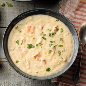 Cheesy Corn Chowder Recipe: How to Make It Salmon Chowder Recipe, Potato Cheese Soup, Holiday Soups, Salmon Chowder, Potato Cheese, Chowder Recipe, Baked Potato Soup, Broccoli Cheddar Soup, Potato Soup Recipe