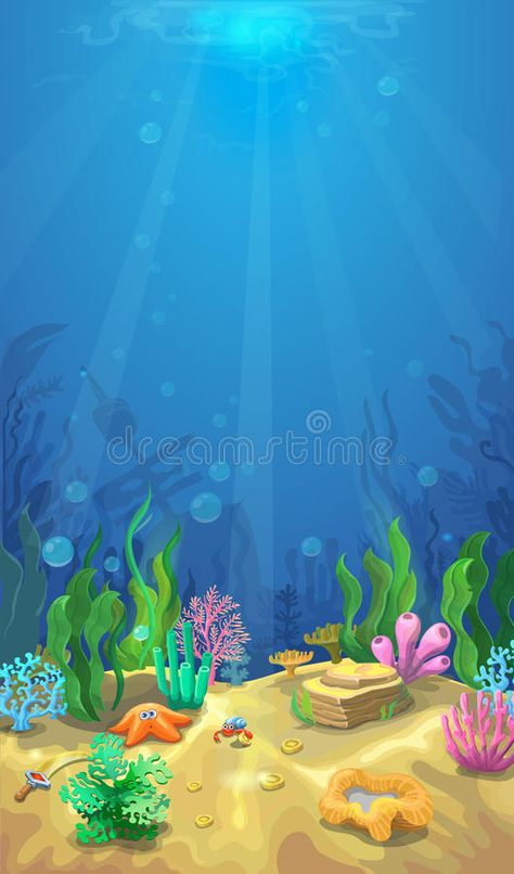 Underwater landscape. The ocean and the undersea world ,Mobile format. Underwate #Sponsored , #Paid, #Sponsored, #landscape, #undersea, #format, #ocean Marine Life Illustration, Under The Sea Drawings, Under The Sea Background, Underwater Landscape, Underwater Background, Fish Background, Sea Drawing, Shark Themed Birthday Party, Life Illustration