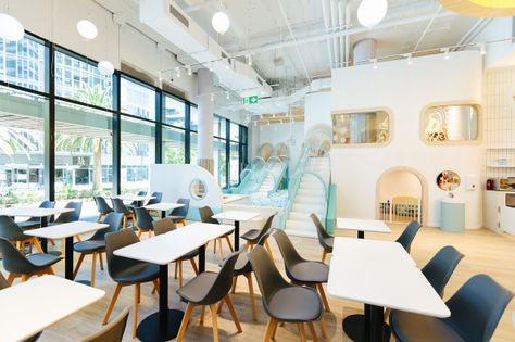 Cafe With Play Area, Kids Restaurant Ideas, Kids Cafe Ideas, Play Cafe Ideas, Cafe Playground, Kids Cafe Interior, Playroom Restaurant, Indoor Play Cafe, Playroom Cafe