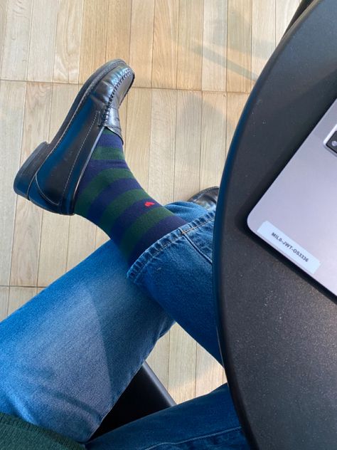 Credits: Caterina Sosso Gh Bass Loafers, Gh Bass Weejuns, Bass Loafers, Bass Weejuns, Black Loafers, Striped Socks, Winter Style, Bass, Loafers