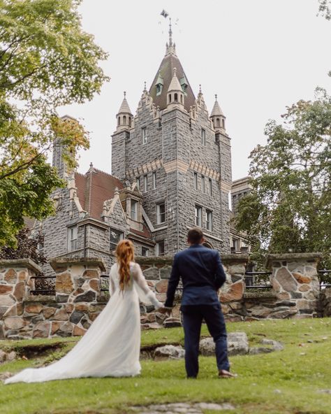 Northern New York bridals, inspired by grand scenery, a vintage bridal gown, and newlywed bliss. Boldt Castle radiates intense beauty and couldn’t have been a more perfect backdrop to capture N & D’s portraits just days after their wedding. Their portraits invoke soft romance and quiet serenity amidst the larger than life structure. Feeling small in a place so large and beautiful is a unique feeling and capturing it through my lens was an artistic experience. I’m in love with the lighting, ... Castle Elopement, Redhead Bride, Vintage Bridal Gown, Soft Romance, Wedding Castle, Boldt Castle, Alexandria Bay, Wedding New York, British Castles