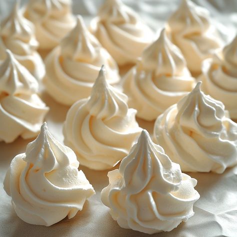 🍪 Light, airy, and sweet! These Meringue Cookies are a delicate treat that melts in your mouth. 😋✨ #MeringueCookies #BakingJoy Meringue Cookies (Merengue) Ingredients: Egg whites (4) Granulated sugar (1 cup) Cream of tartar (1/4 tsp) Vanilla extract (1 tsp) Food coloring (optional) Instructions: Preheat oven to 225°F (110°C). Beat egg whites and cream of tartar until soft peaks form. Gradually add sugar, continuing to beat until stiff peaks form. Mix in vanilla extract and food coloring i... Merange Recipe, Meringue Cookies, Trending Recipes, Melt In Your Mouth, Egg Whites, Cream Of Tartar, Meringue, Food Coloring, Vanilla Extract