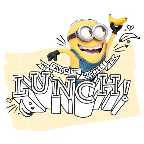 favorite meal time of the day #minions Lunch Time Quotes, Minion Facebook, Minions 1, Minion Banana, Minions Love, A Minion, Facebook Quotes, Evil Villains, Minion Quotes