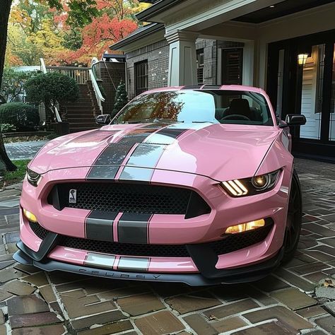 Pink Shelby Mustang, Black And Pink Mustang, Ford Mustang Accessories, Pink Race Car, 2000 Cars, Mustang Gtr, Kia Accessories, Pink Mustang, Sports Cars Mustang