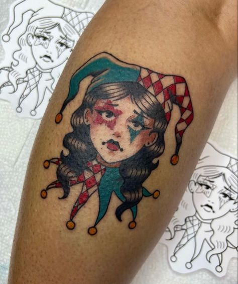 Clown Pinup Tattoo, Female Clown Tattoo, American Traditional Clown, Clown Tattoos, Clown Tattoo, Female Clown, Just Ink, Pin Up Tattoos, American Traditional