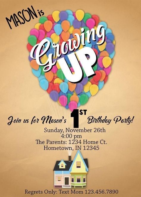 Up Quotes Disney Pixar, Up Quotes Disney, Up Birthday Invitations, Up Birthday Party Theme Disney, Birthday Resolutions, Up Birthday Party, Movie Birthday, Disney Pixar Up, Disney Up