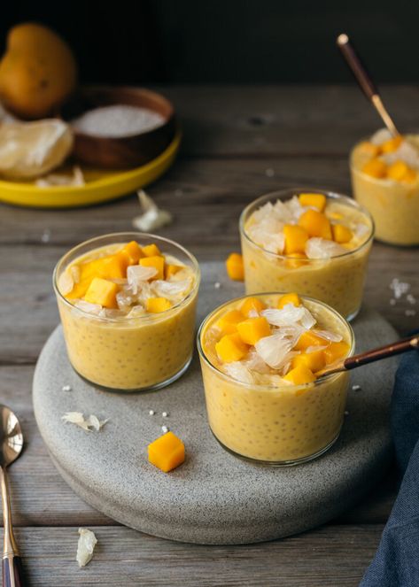 Mango Tapioca Pudding, Mango Tapioca Recipe, Mango Sago Recipe, Mango Tapioca, Coconut Tapioca Pudding, Sago Pudding, Pudding Recipes Homemade, Mango Sago, Gluten Free Desserts Healthy