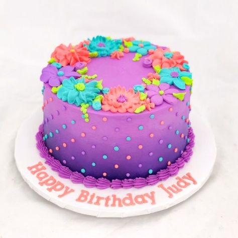 Pretty in Purple – All Things Cake Encanto Birthday Cake, Encanto Cake, 7 Cake, Pretty In Purple, Birthday Cake With Flowers, Buttercream Cakes, Childrens Birthday Cakes, Buttercream Icing, Buttercream Flowers