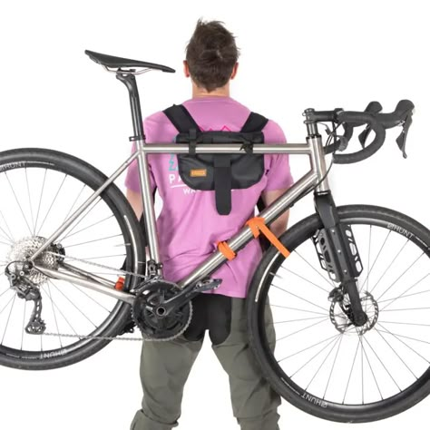 Wear Your Bike Like a Backpack w/ Restrap's New Hike-a-Bike Harness - Bikerumor Mountain Bike Gear, Bike Backpack, Bike Storage Apartment, Strider Bike, Steep Mountain, Bamboo Bicycle, Bikepacking Gear, Pedal Straps, Mountain Biking Gear