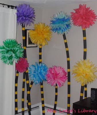 I’ve been wanting to make some DIY Truffula Trees for a while now. The animated movie The Lorax is one of my children’s favorites and this weekend I finally got around to making some using recycled materials. A truffula tree is a fictional tree from the book written by Dr. Seuss. In the book, the...Read On → Dr Seuss Lorax, Lorax Party, Dr Seuss Classroom, Truffula Trees, Seuss Classroom, Whoville Christmas, Dr. Seuss, Deco Jungle, Grinch Party